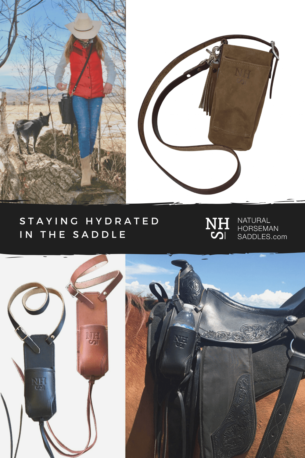 The leather hydration holster and leather water bottle holder for your saddle or persons.