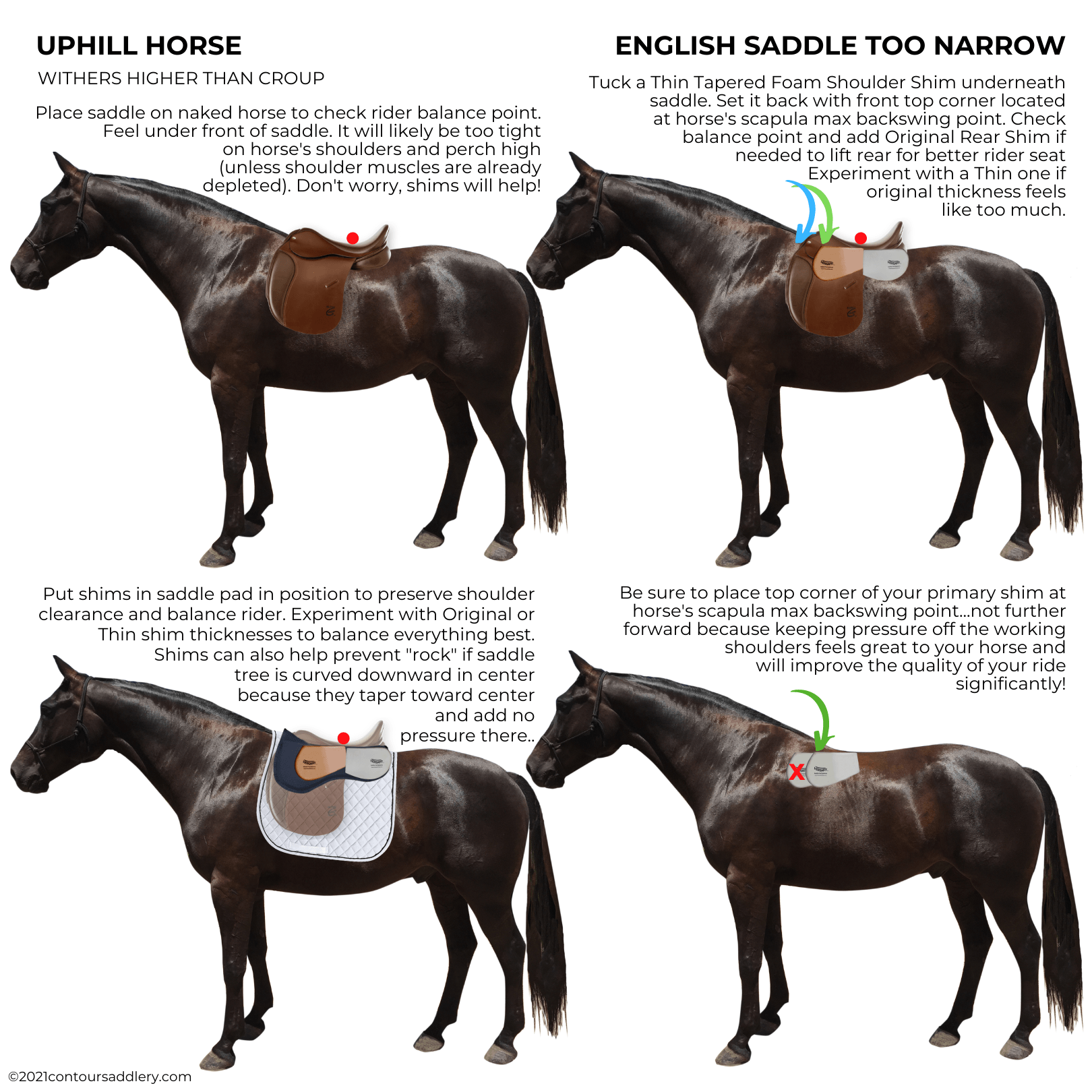 UPHILL Horse English Saddle Too Narrow