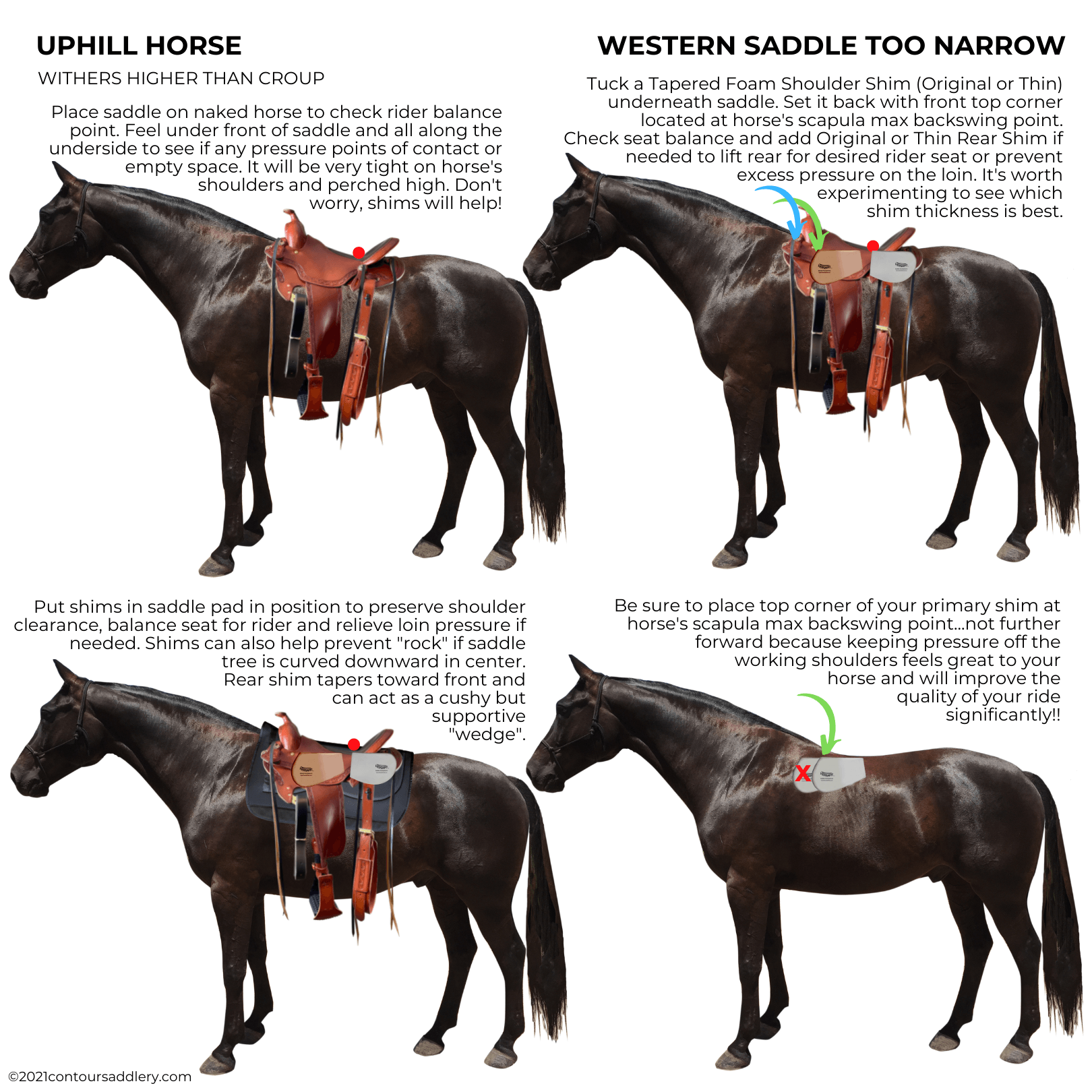 UPHILL Horse Western Saddle TOO NARROW