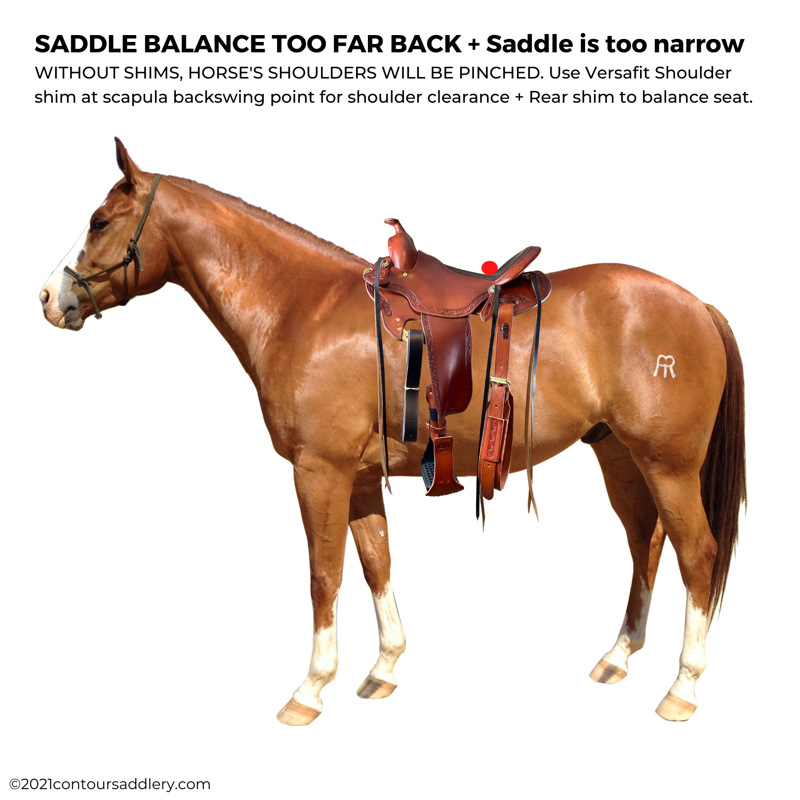 DOWNHILL horse West Saddle no shim but horse needs shoulder relief