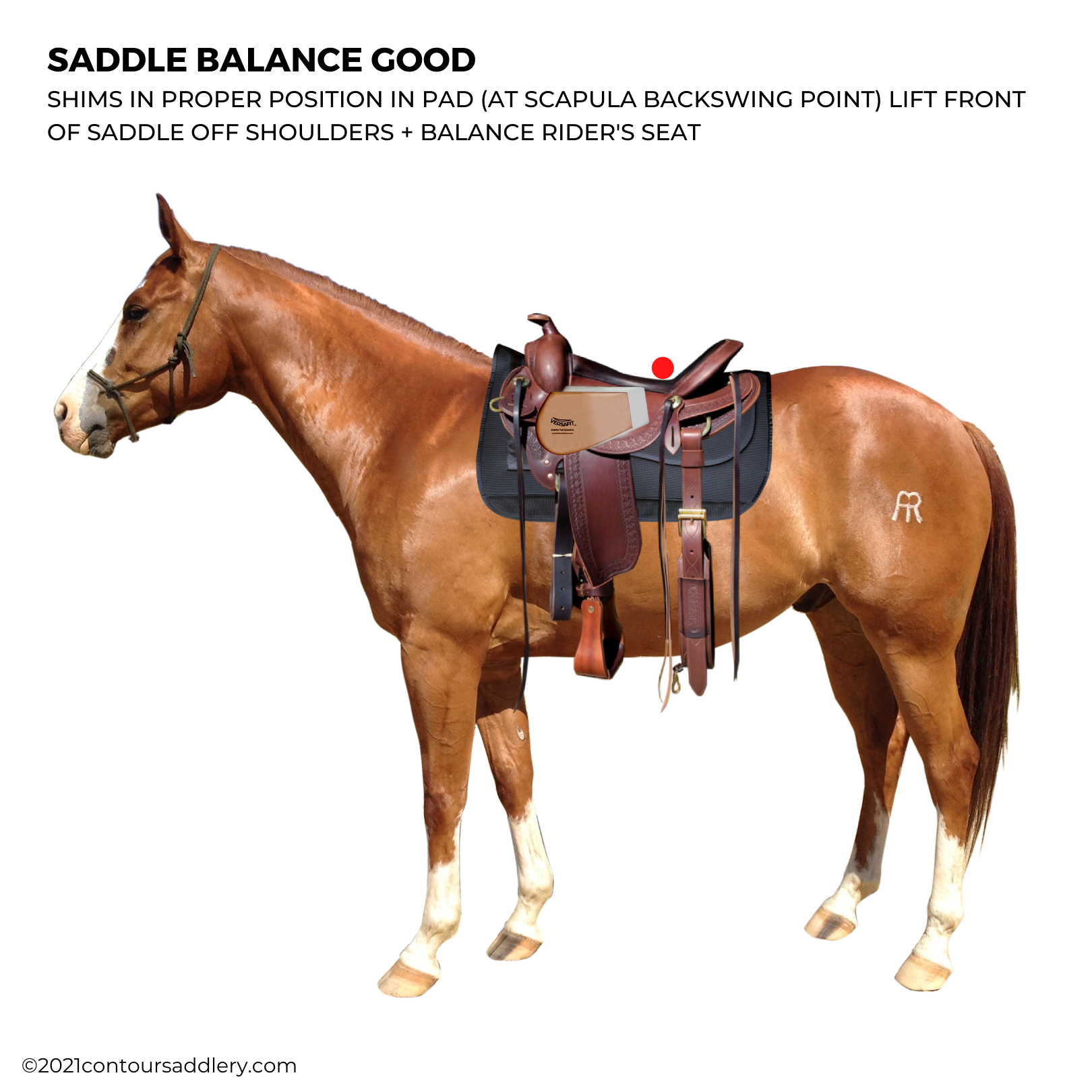 Downhill horse western saddle balanced w Smartpad shims orig thin shoulder