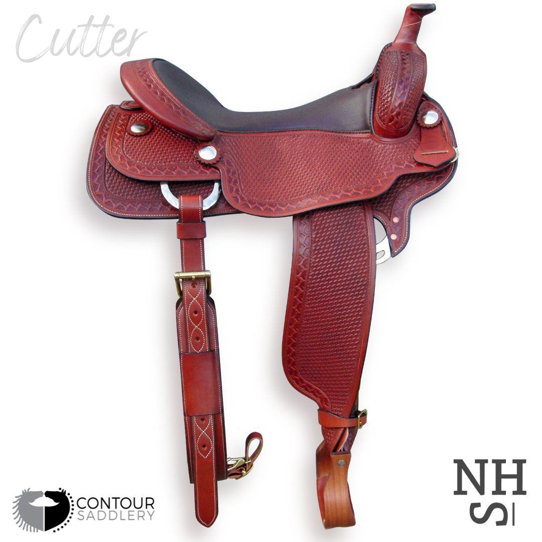 Cutter Chestnut w #33 Post Cutter Horn and wider Cheyenne roll Cutter Chestnut